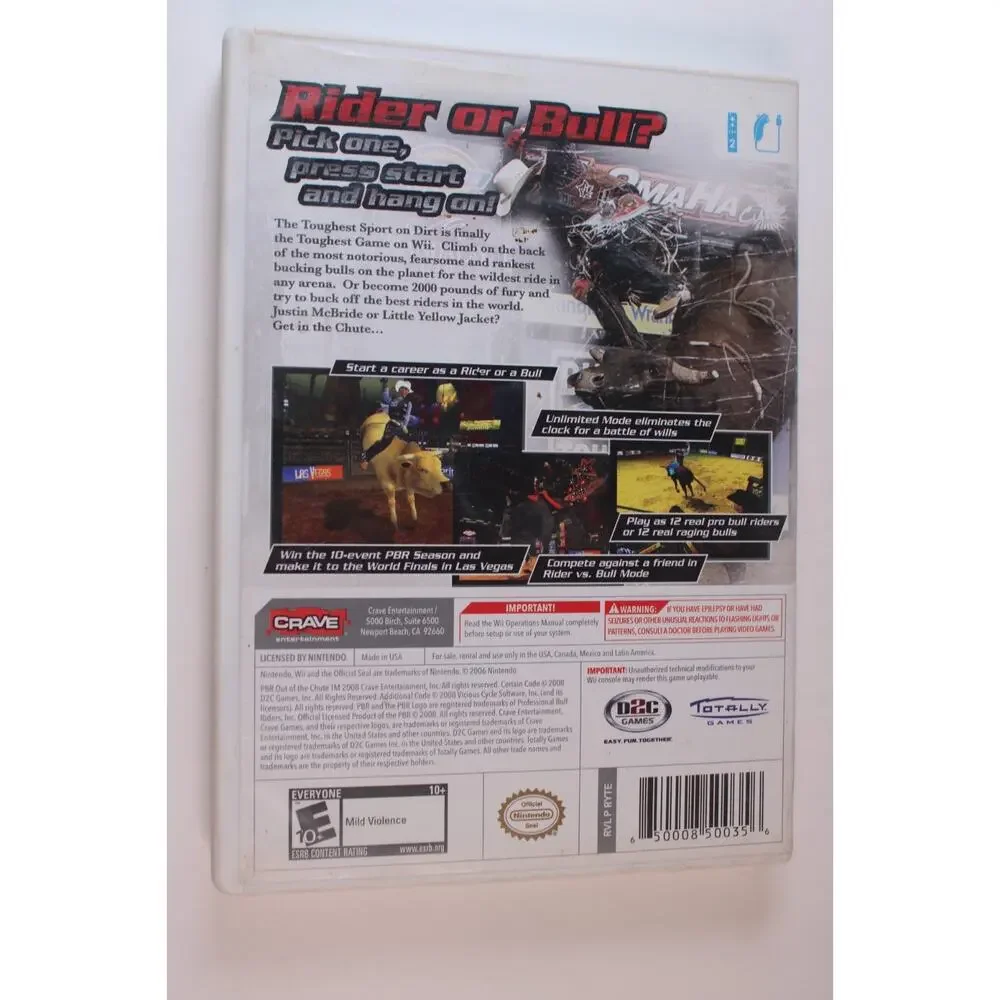 Out of the Chute - PBR (Nintendo Wii) Authentic, tested/works